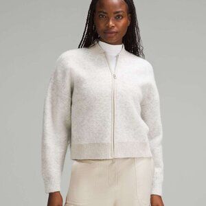 ALPACA WOOL-BLEND KNIT BOMBER JACKET